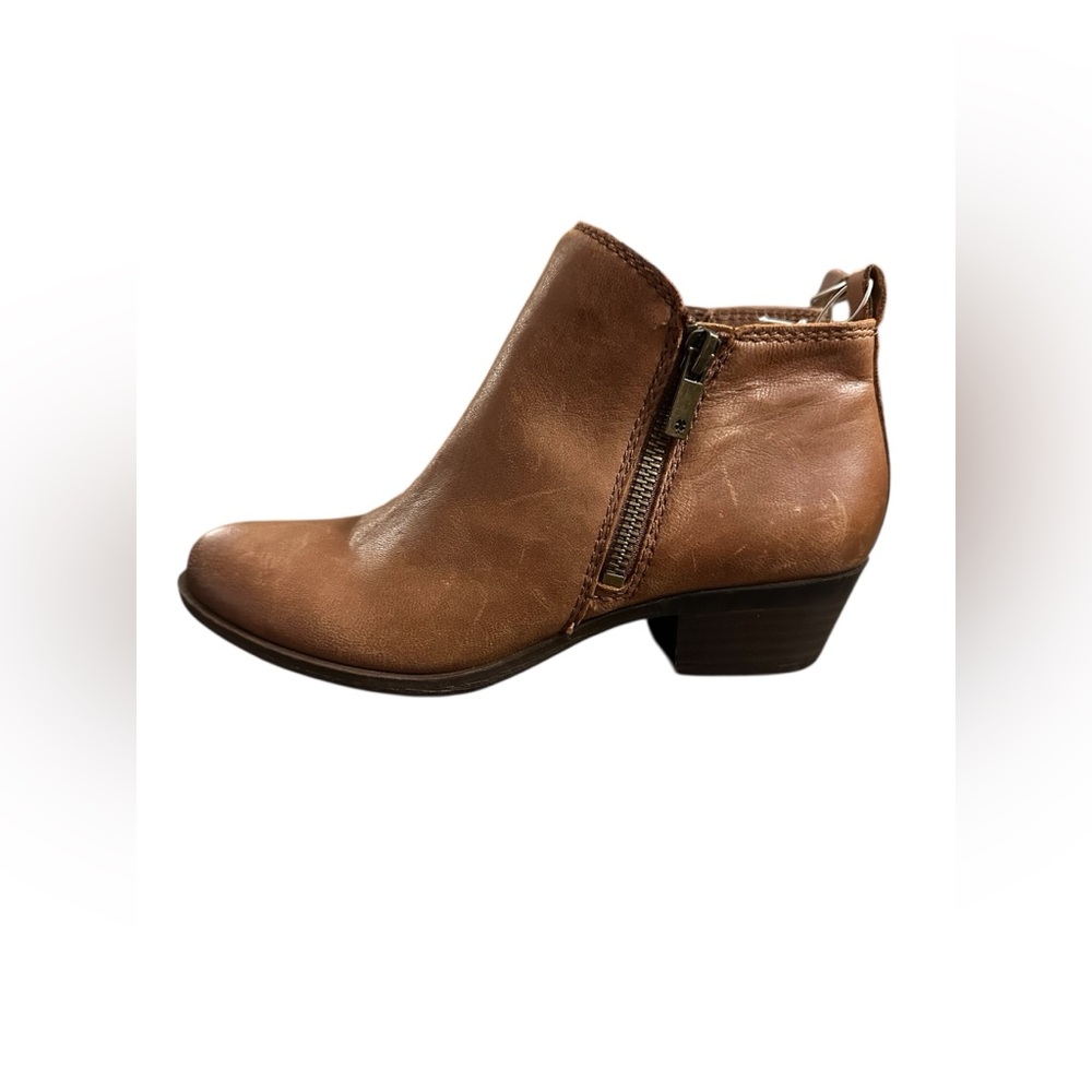 NEW Lucky Brand Basel Women’s Ankle Booties Leather Zip Up Boots Brown 5.5 M - Picture 3 of 8